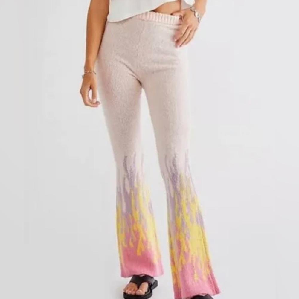 The Ragged Priest Pink flame Knit Bell bottoms